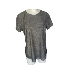 Athleta Cadence Heather Gray Mesh Trim Short Sleeve Size Medium